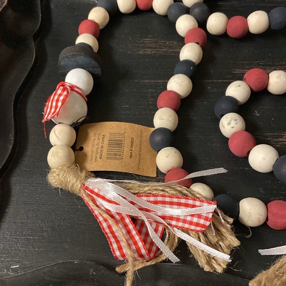 NWT Snowmen Distressed Wood Bead Garland with Tassels - 72” - Picture 1 of 8